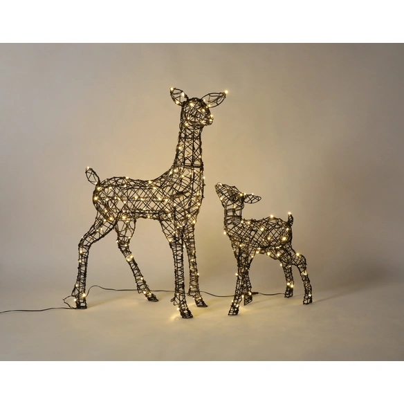 Led-Rentier-Set, Höhe 80/50 cm, 180 warmweiße LEDs, Timer, 5 m Zuleitung