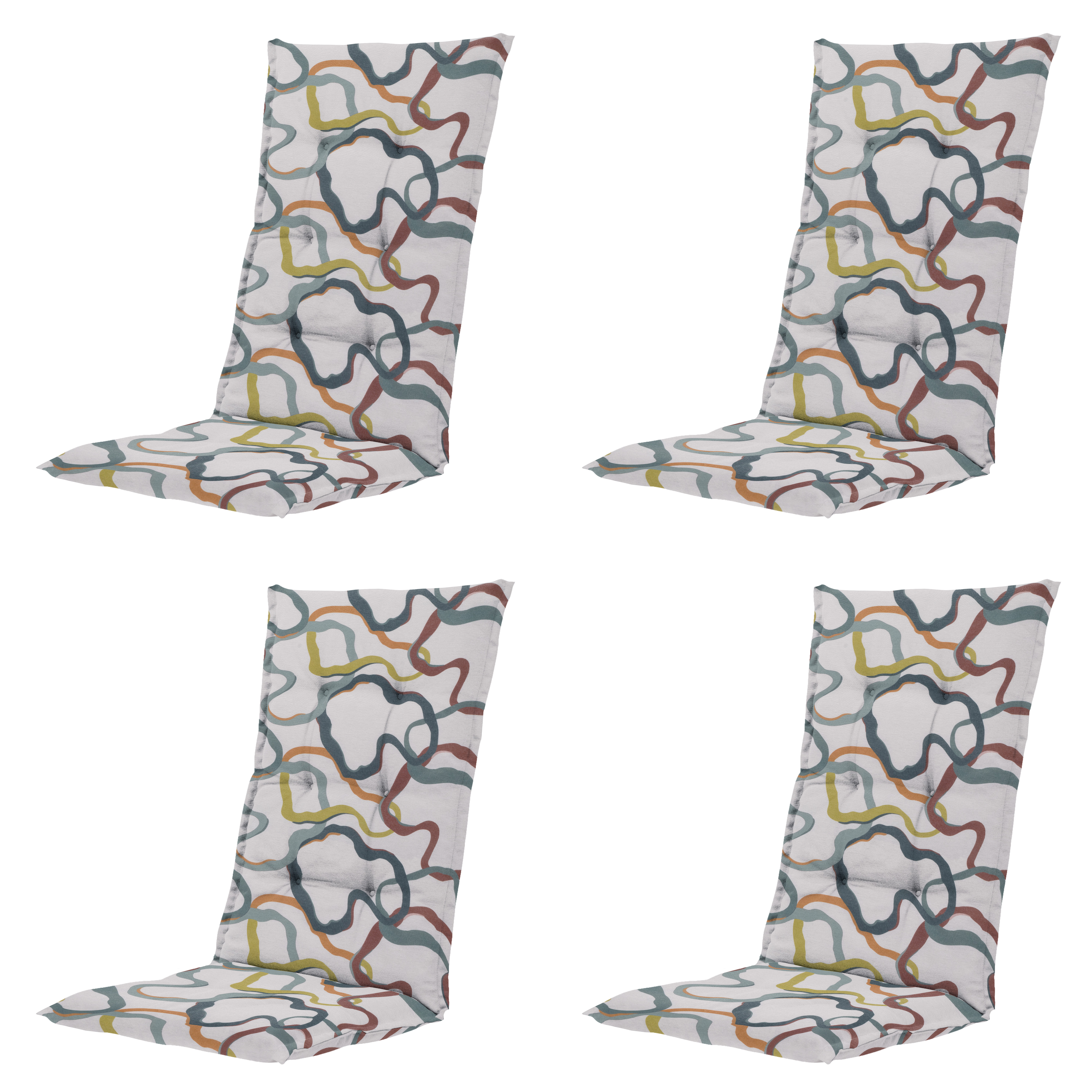 Madison tuinstoelkussen hoge rug Blaze - multikleur - 123x50x5cm - set van 4