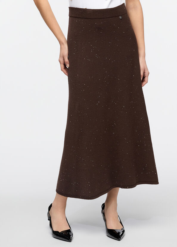 Gonna midi in maglia con paillettes