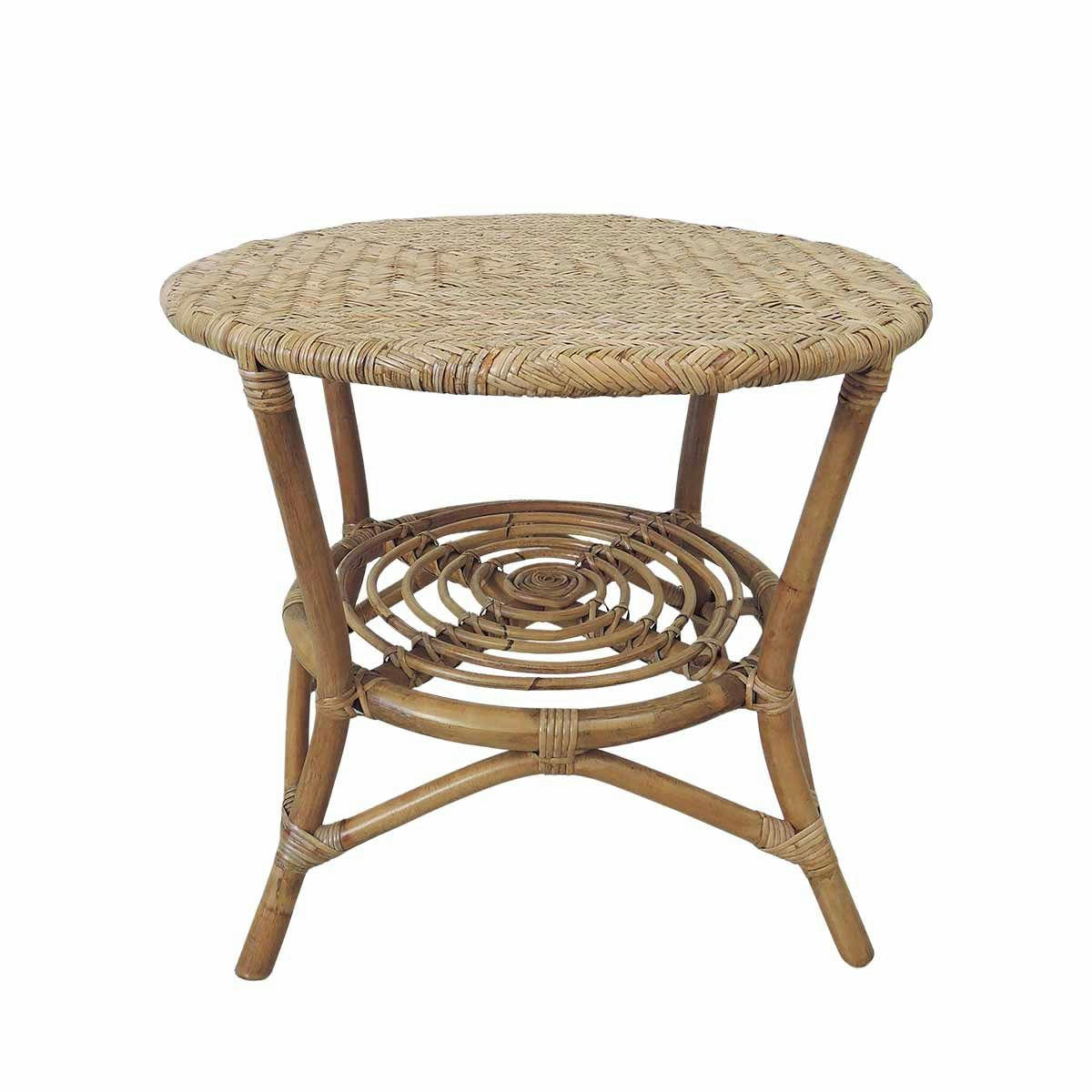 - Table basse guéridon en rotin