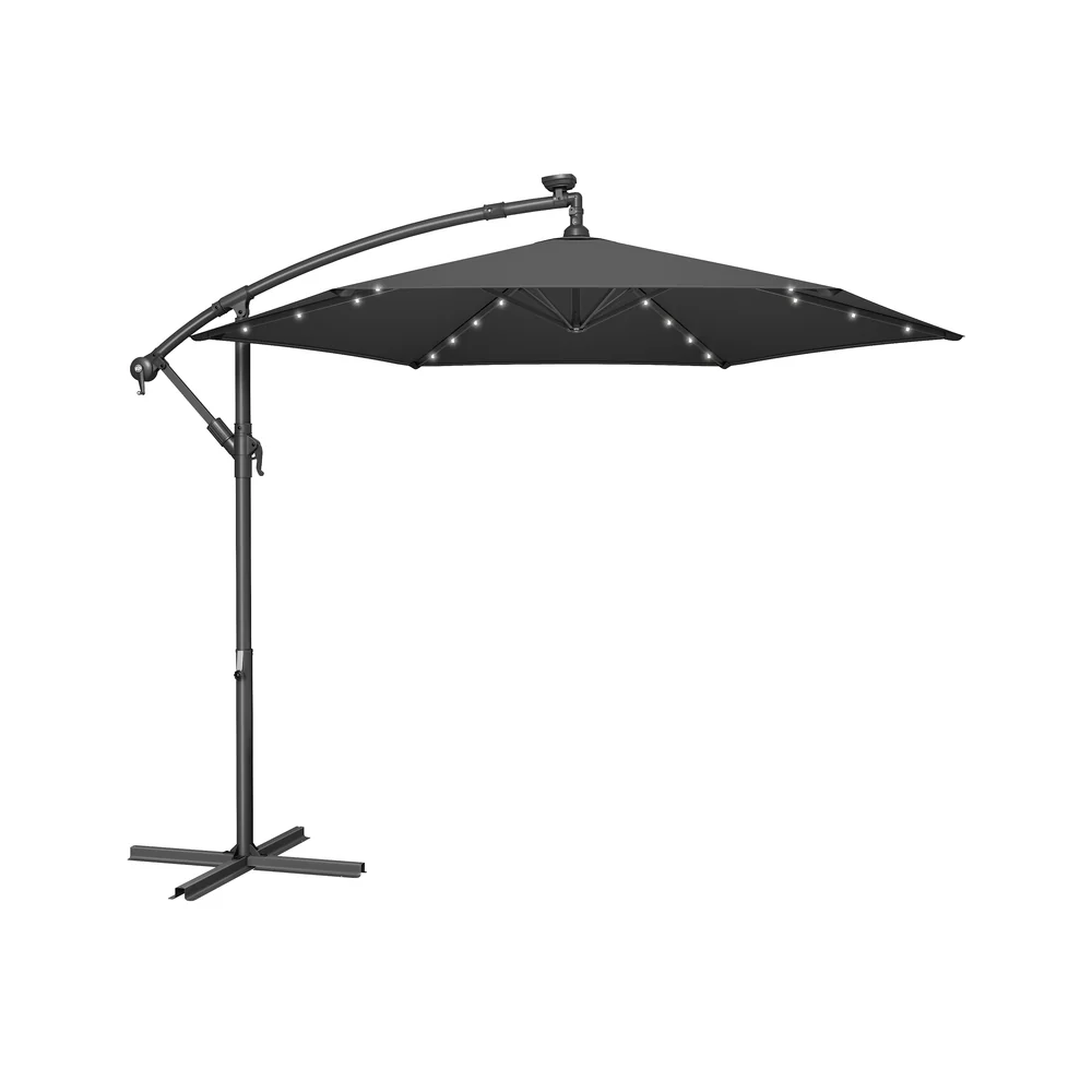 Parasol déporté avec LED protège du soleil au jardin ou à la terrasse