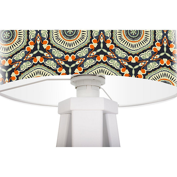 Lampe de chevet ethno foto-054 30 x 30 x 45 cm Blanc, multicolore