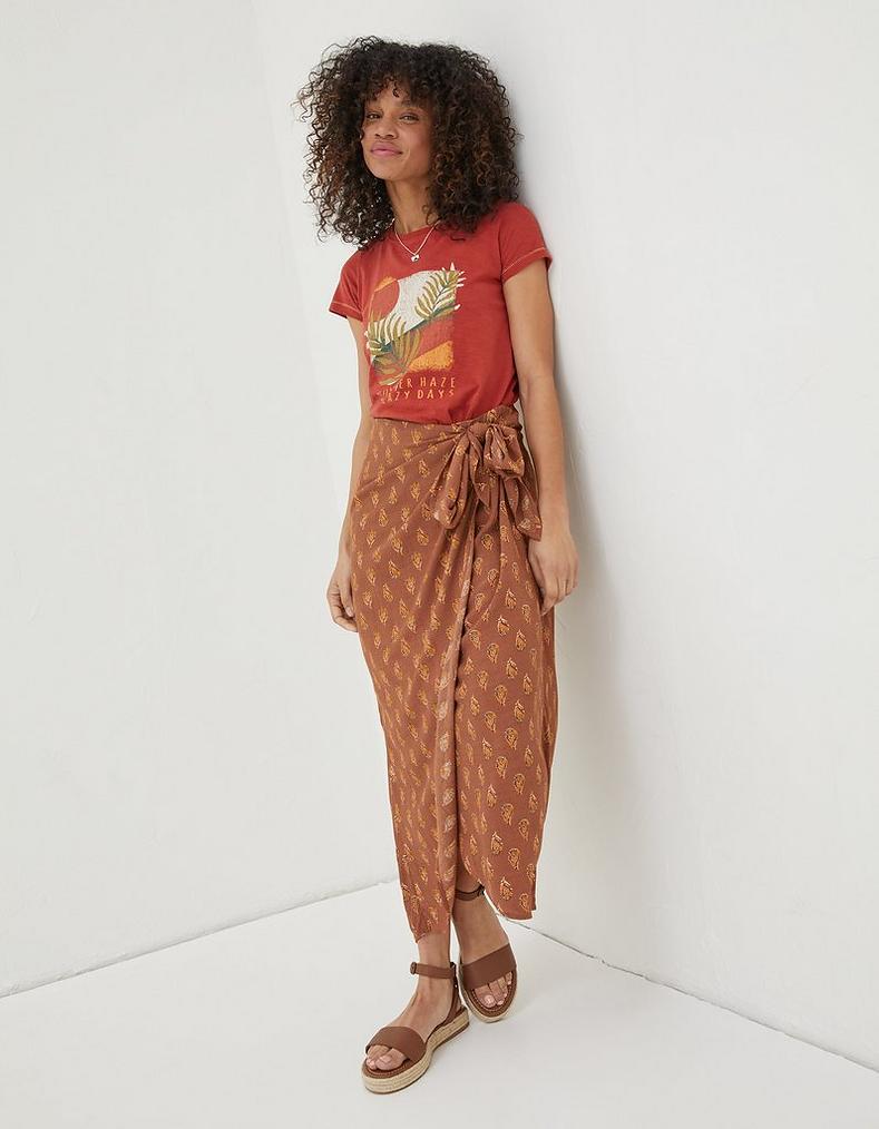 Serren Woodblock Midi Skirt