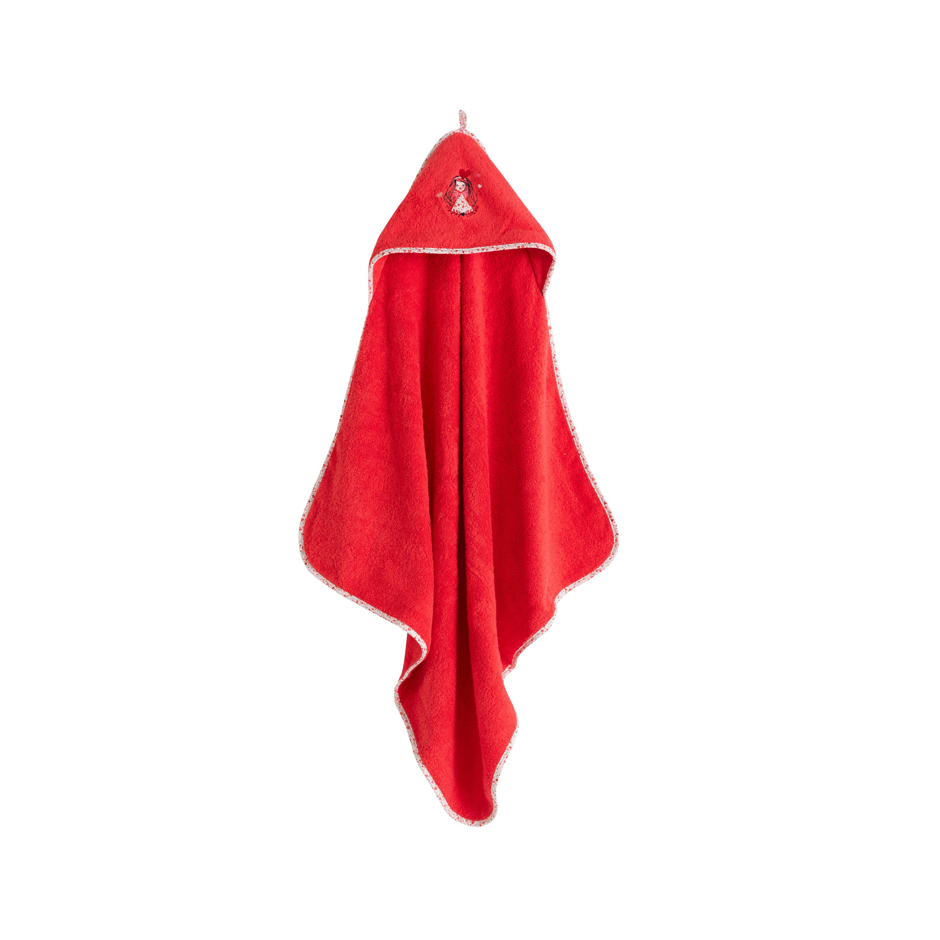 MESREVES - Cape de bain Rouge Tendre bouclette brodé rouge 80 x 80 cm