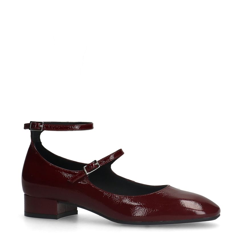 Manfield Bordeaux rode lak leren Mary Jane pumps