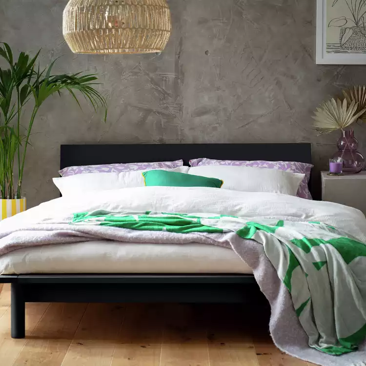 Habitat Akio Small Double Wooden Platform Bed Frame - Black