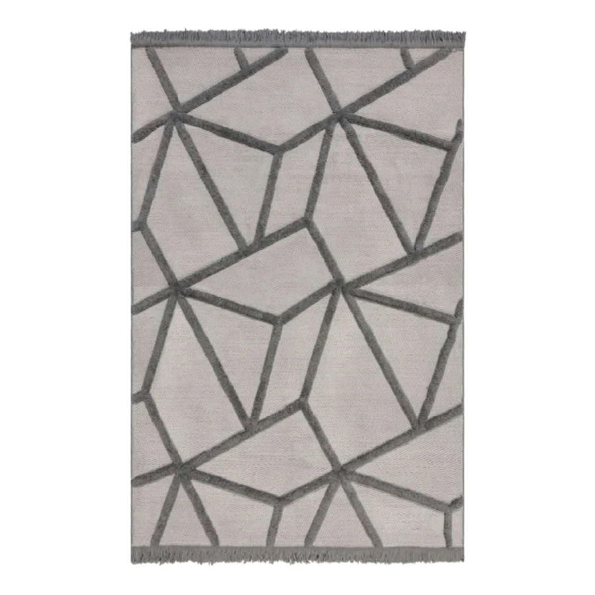 ZEF - Tapis de salon en polyester gris 120x170 cm