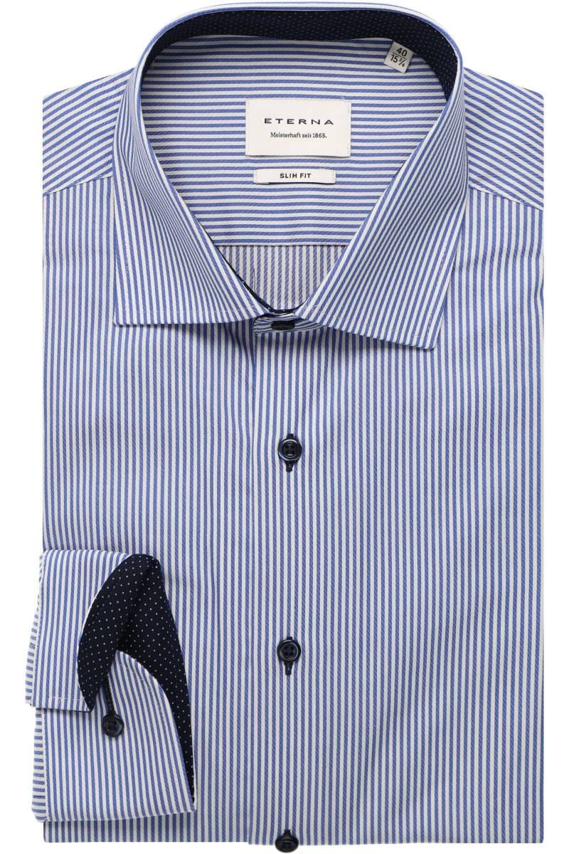 ETERNA Slim Fit Hemd blau/weiss, Gestreift