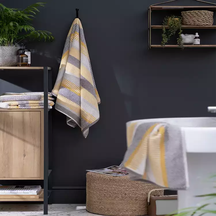 Habitat Horizontal Stripe 4 Piece Towel Bale - Mustard