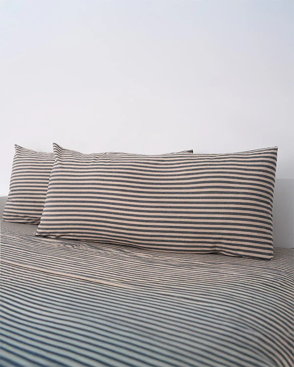 Classic Micro Twill Stripe Melange Pillowcase Set Steel Grey
