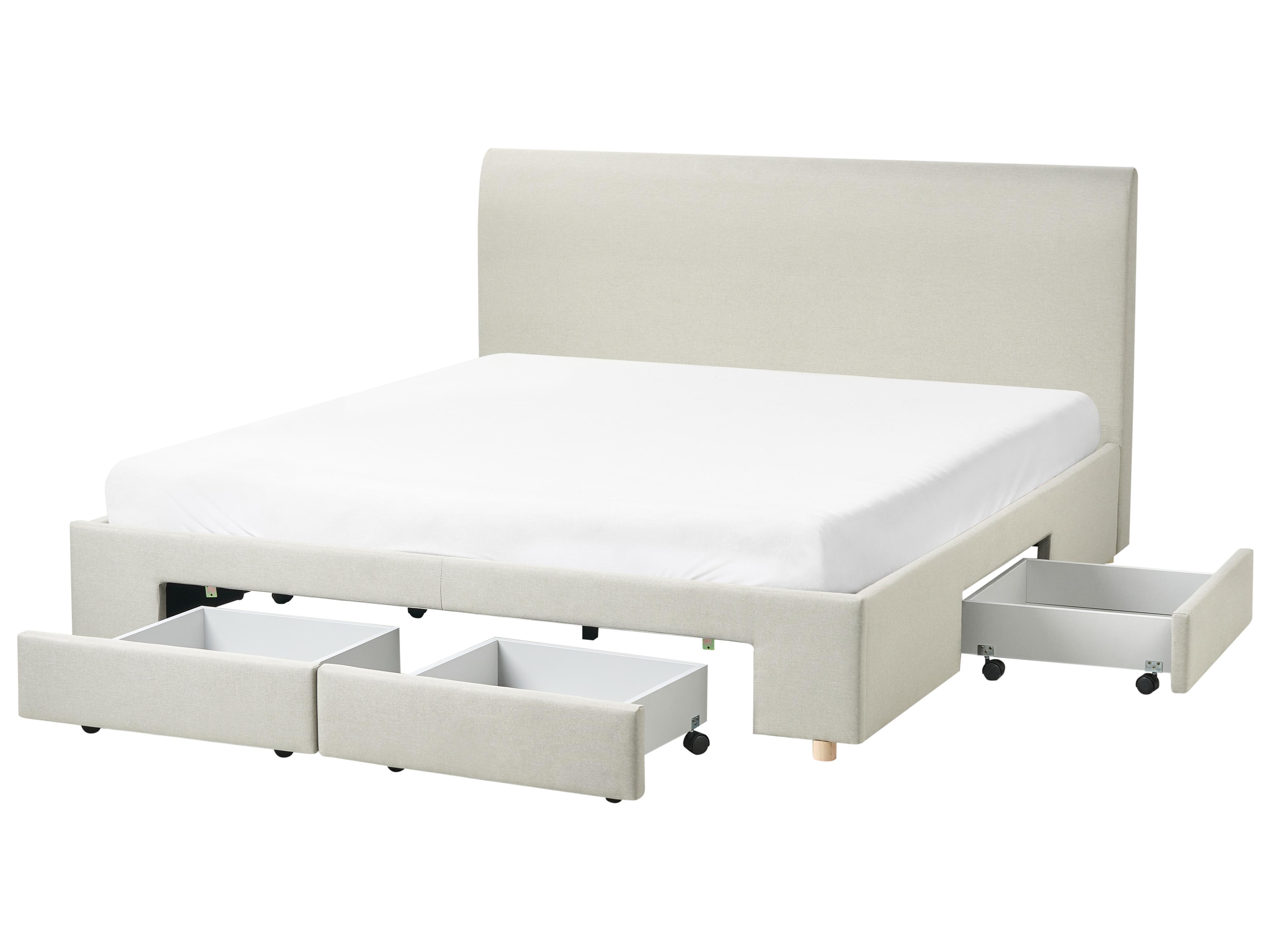 Bed with Storage Drawers Fabric SOUTRIN 160 x 200 cm (EU King Size) Beige