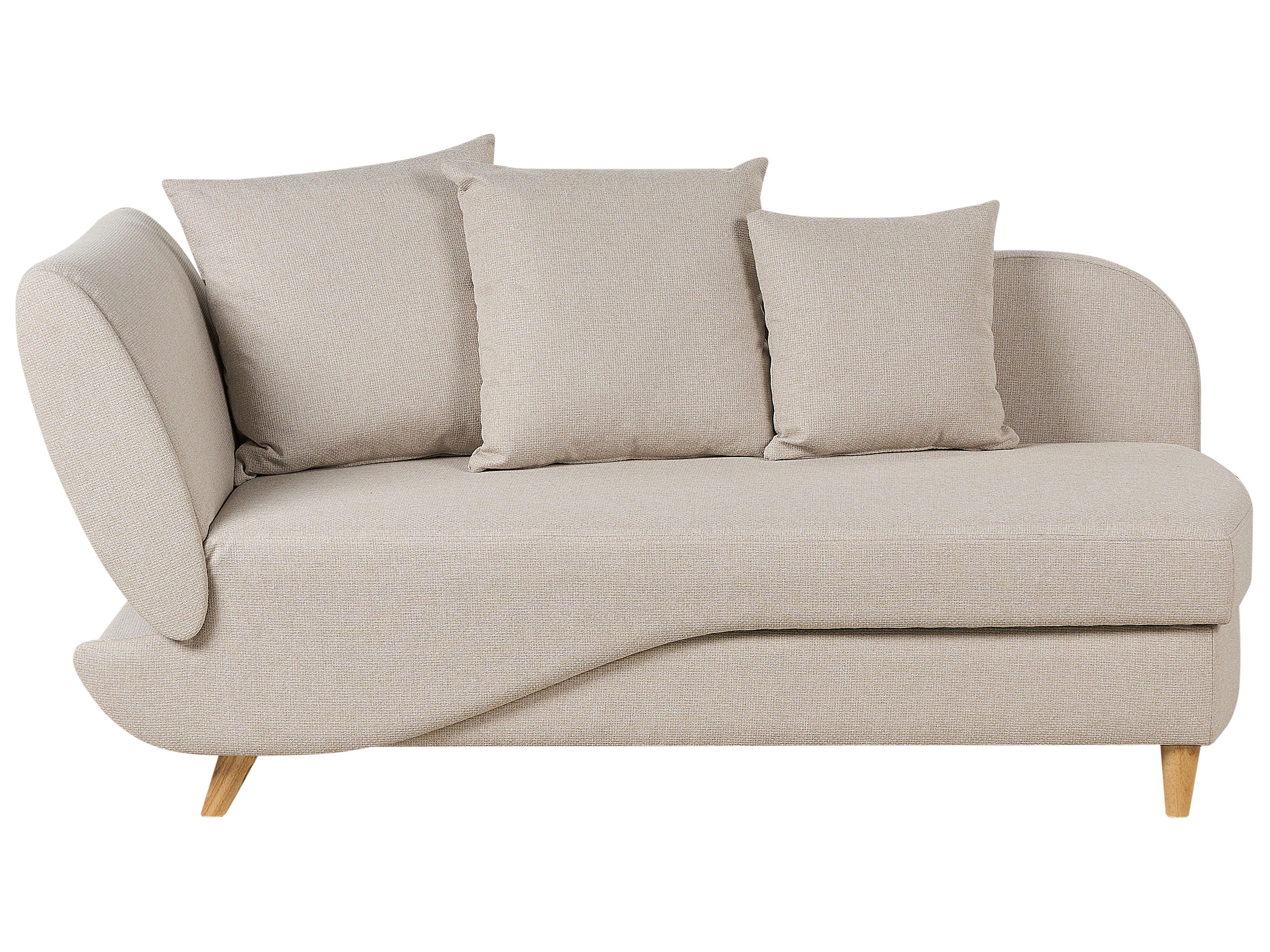 Left-Hand Chaise Longue MERI Faux Linen Beige with Storage