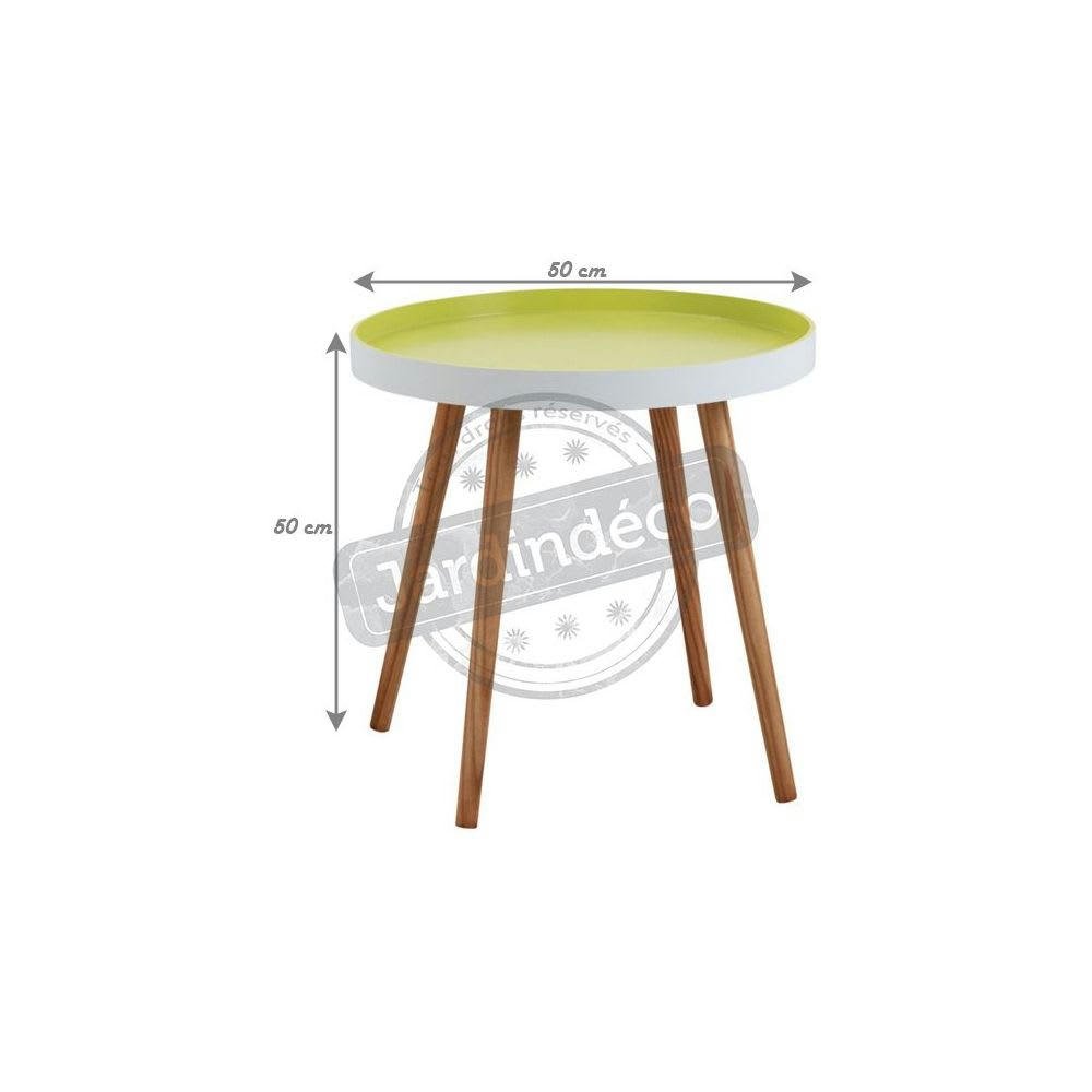 - Table d'appoint ronde en bois et mdf laqué vert anis