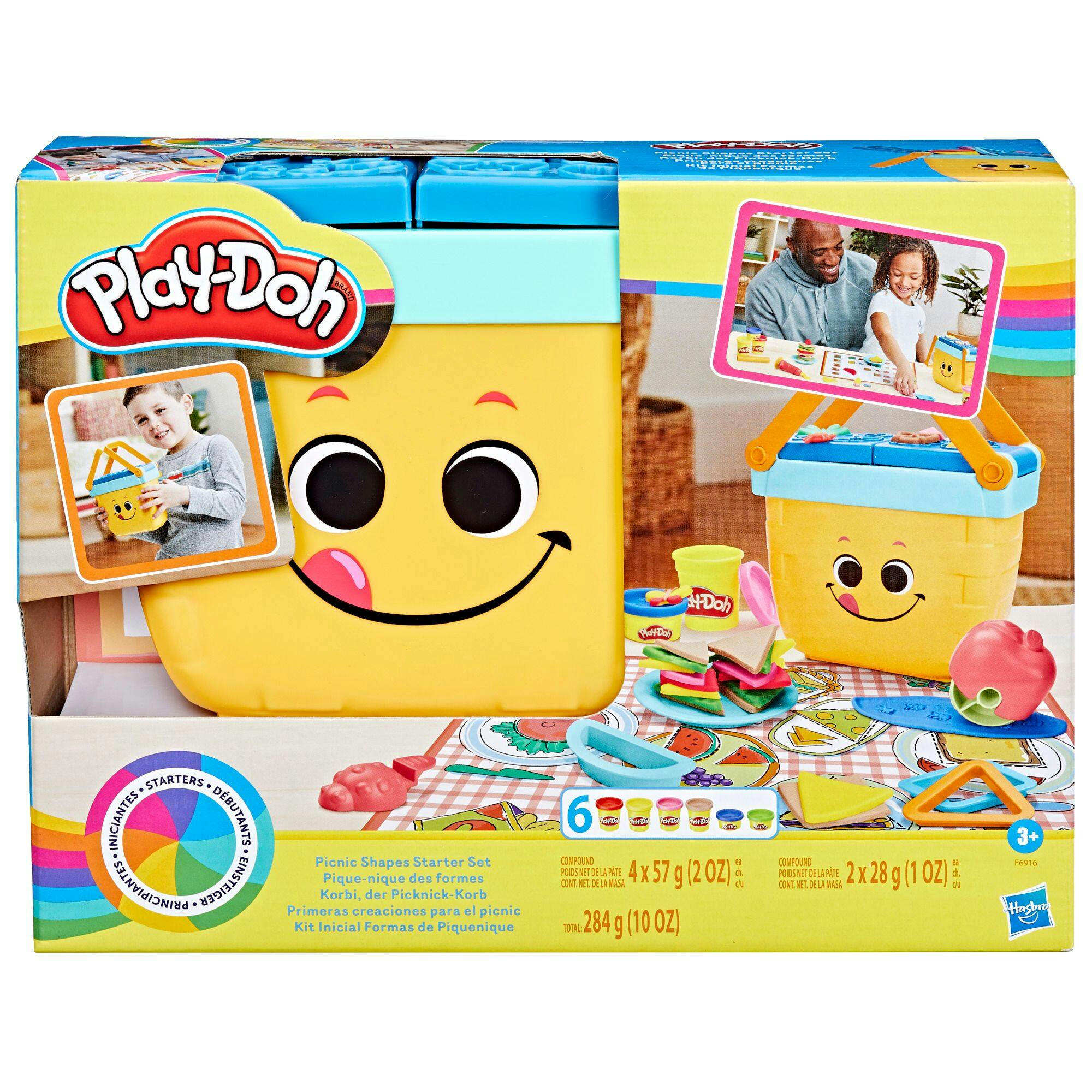 Play Doh Picnic Shapes Starter Set with Non-Toxic Compound Cans, 10-oz, Bilingual, Ages 3+