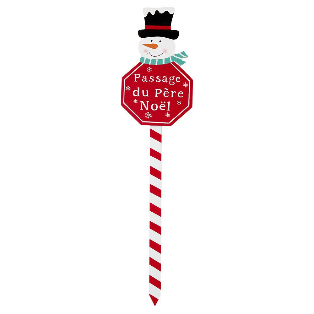 Pancarte de No&euml;l en bois rouge et blanc H50cm (3 modèles)