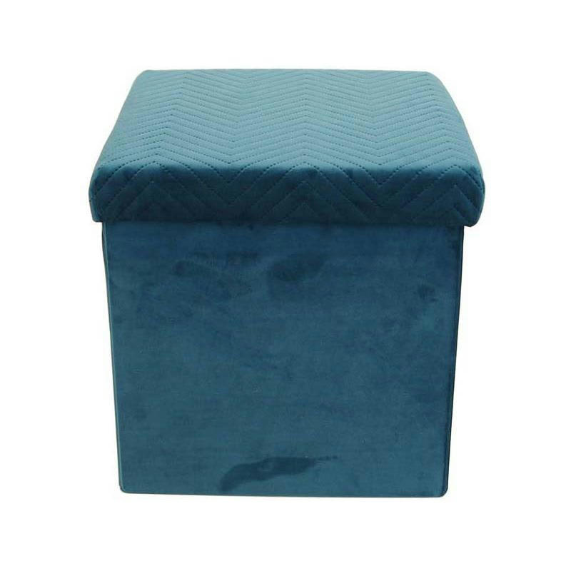 MELI - Coffre pouf pliable bleu