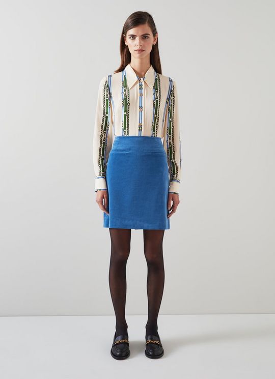 Deborah Blue Cotton Cord Skirt