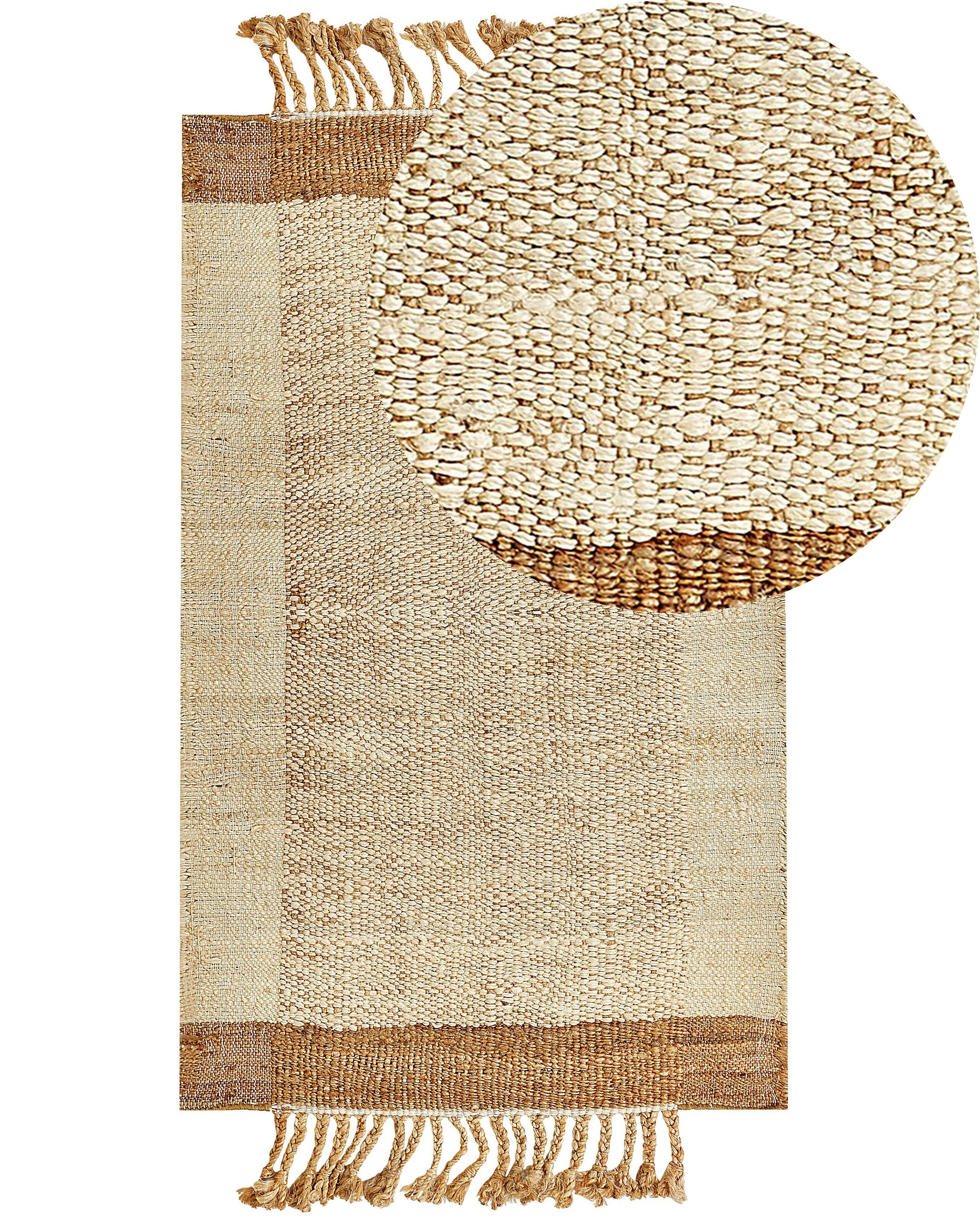Dywan 80x150 cm z juty ręcznie pleciony beżowy