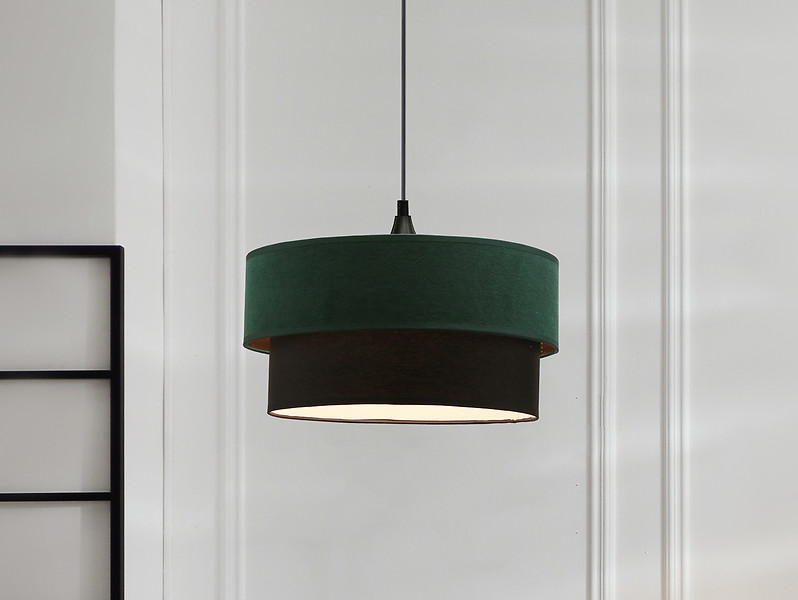 Lampa wisząca Solanto tkaninowa zielona