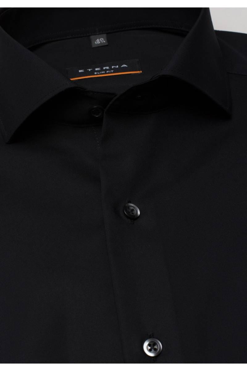 ETERNA Slim Fit Hemd schwarz, Einfarbig
