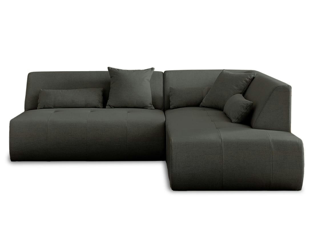 ONYX - Canapé modulable 5 places angle droit en tissu gris foncé