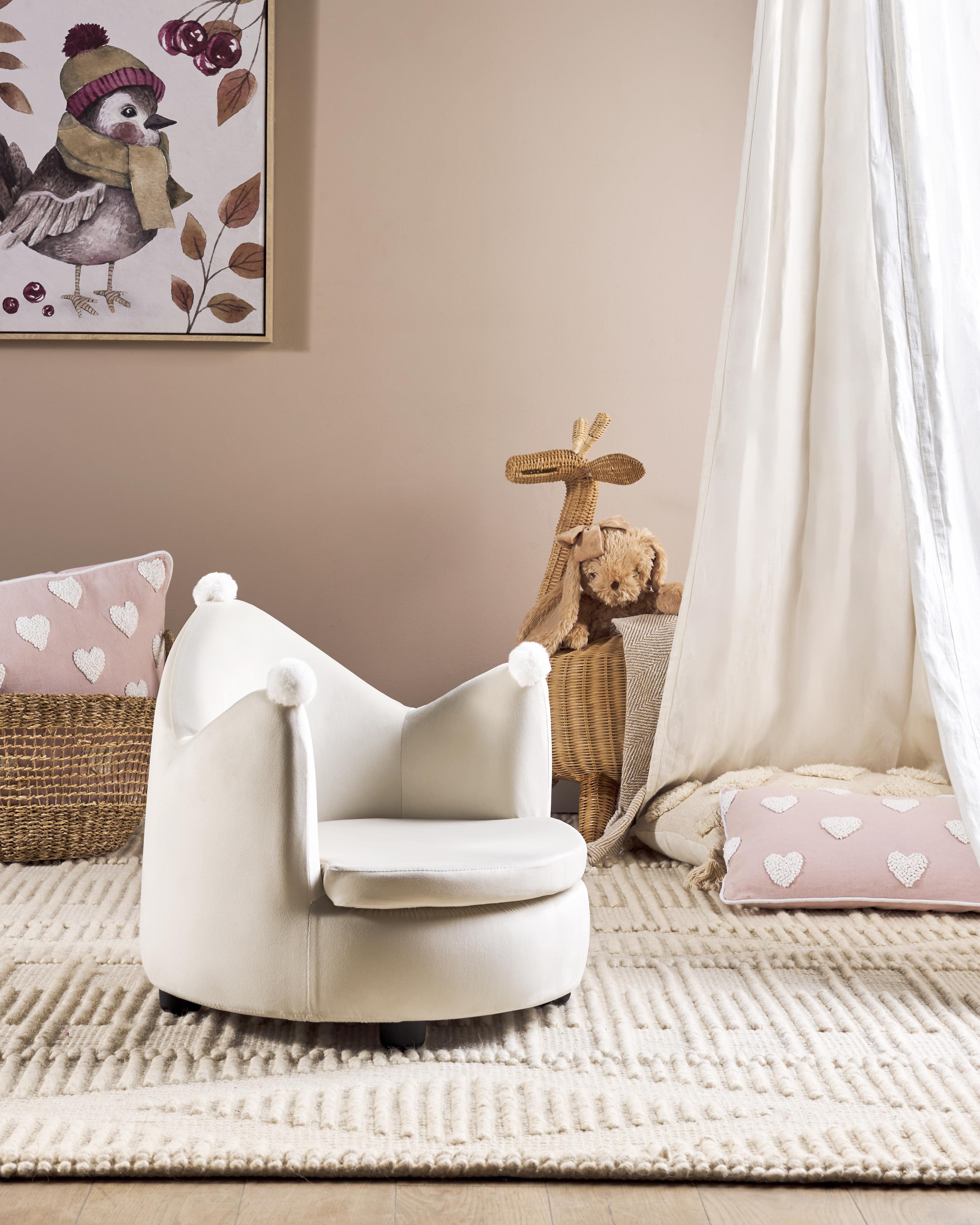 Kids Armchair Crown VEGA Velvet Light Beige