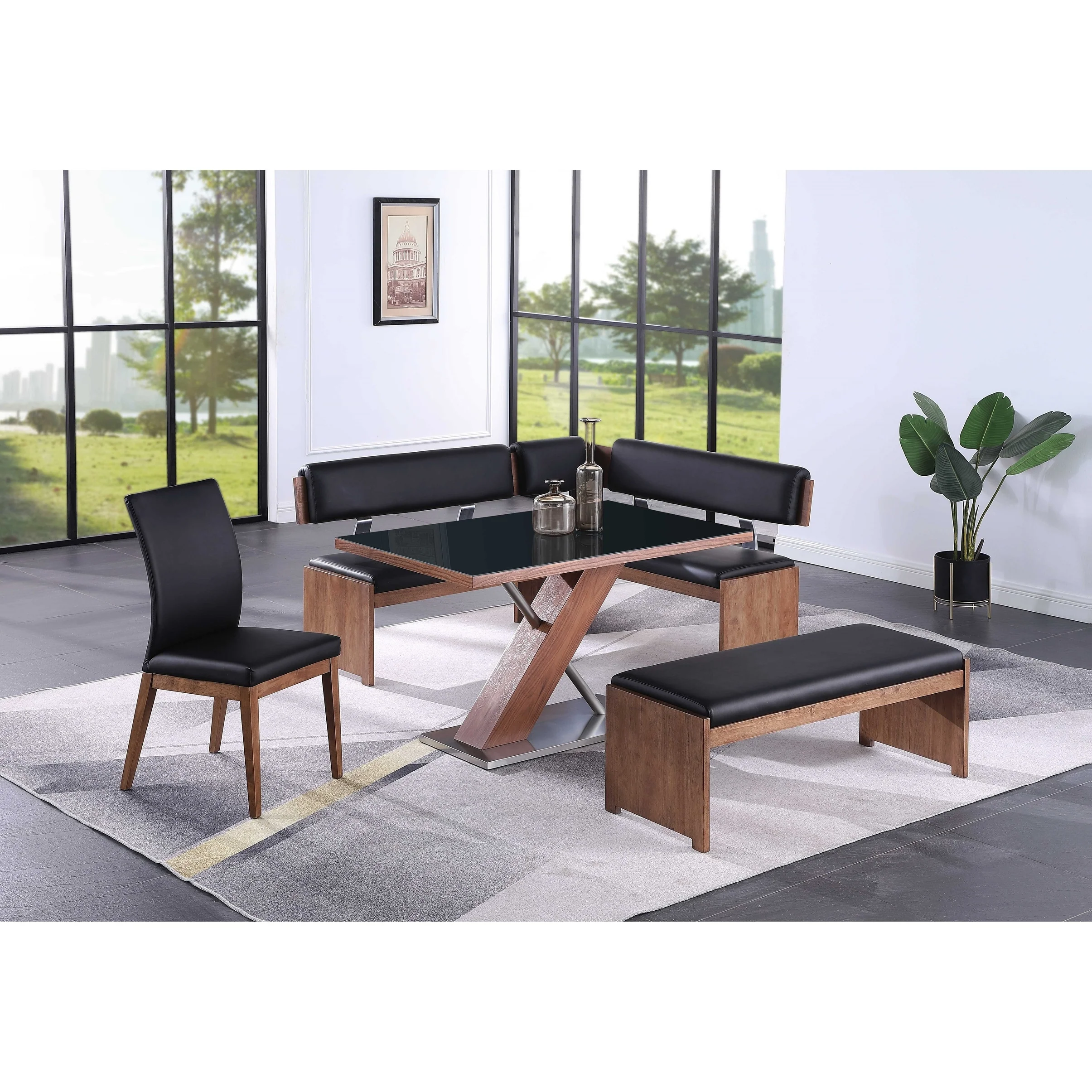 Somette Upholstered Bench with Solid Wood Frame