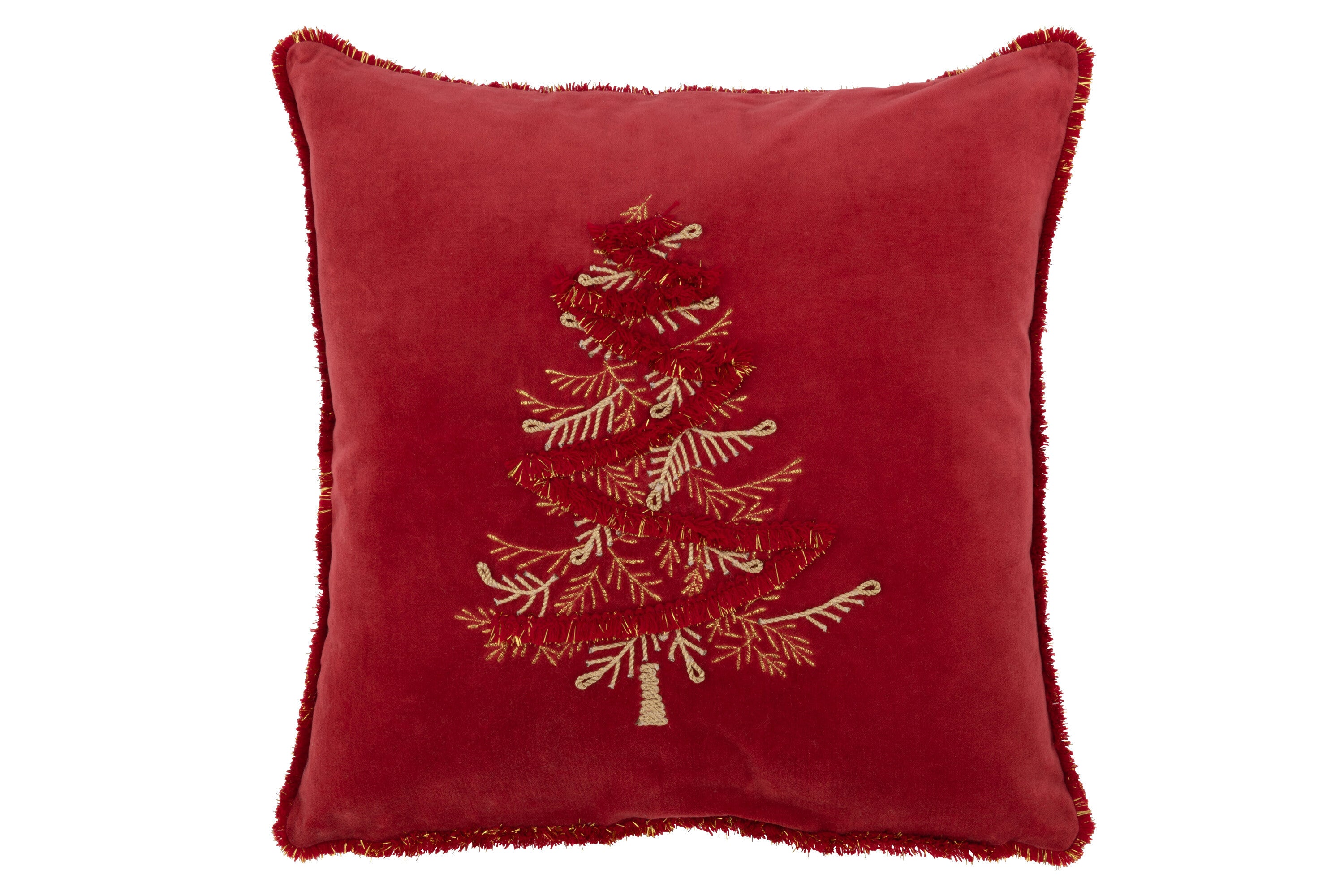 J-Line kussen Boom - textiel - rood/goud