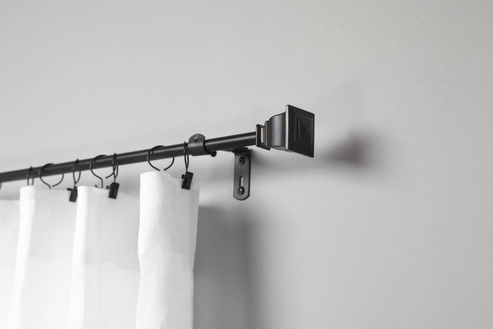 Umbra Adjustable Steel Terrace Curtain Rod with Molded Finial, Burnished Black, Assorted Sizes, 5/8 diameter