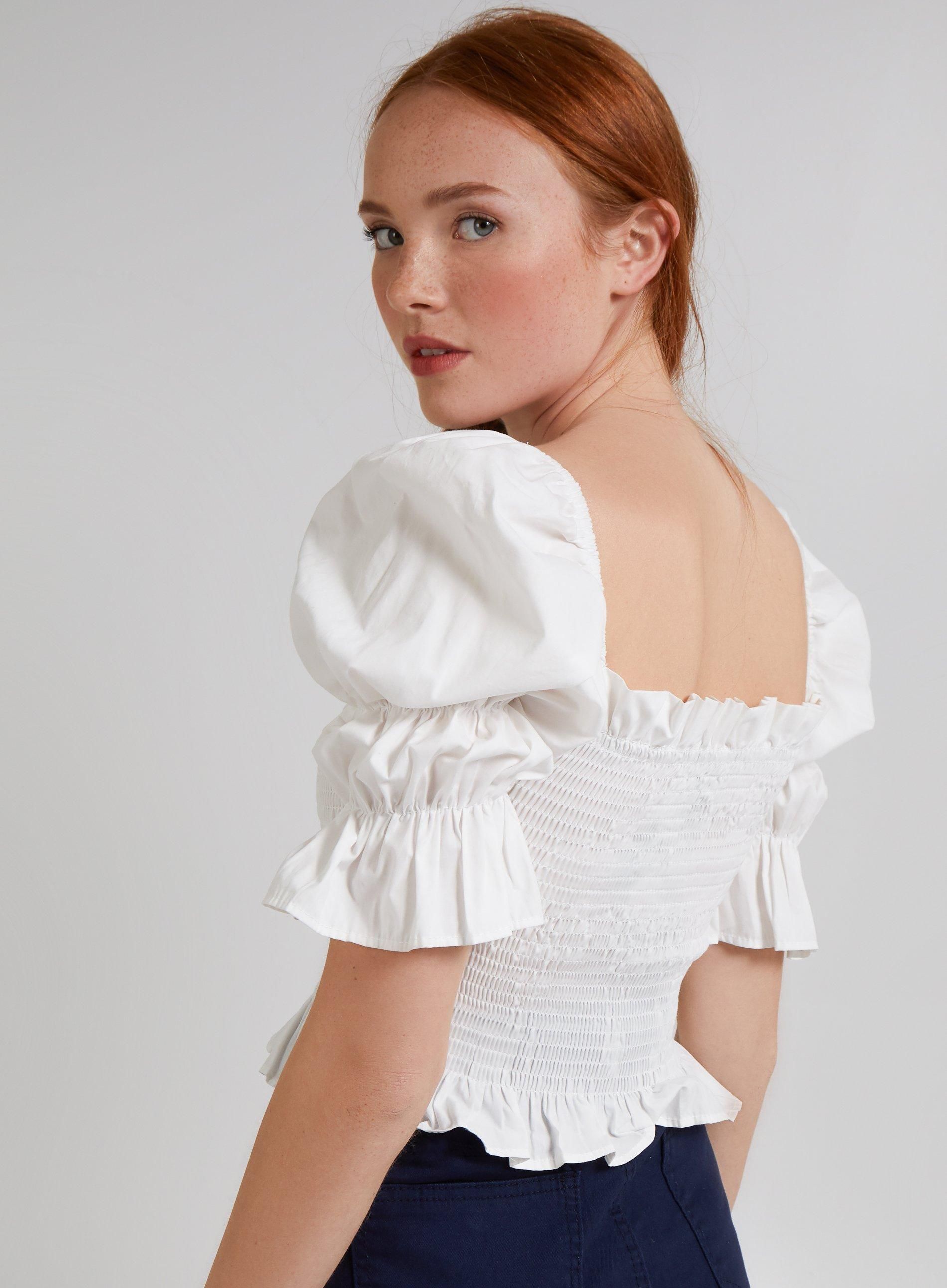 Blue Vanilla Elasticated Ruffle Peplum Top