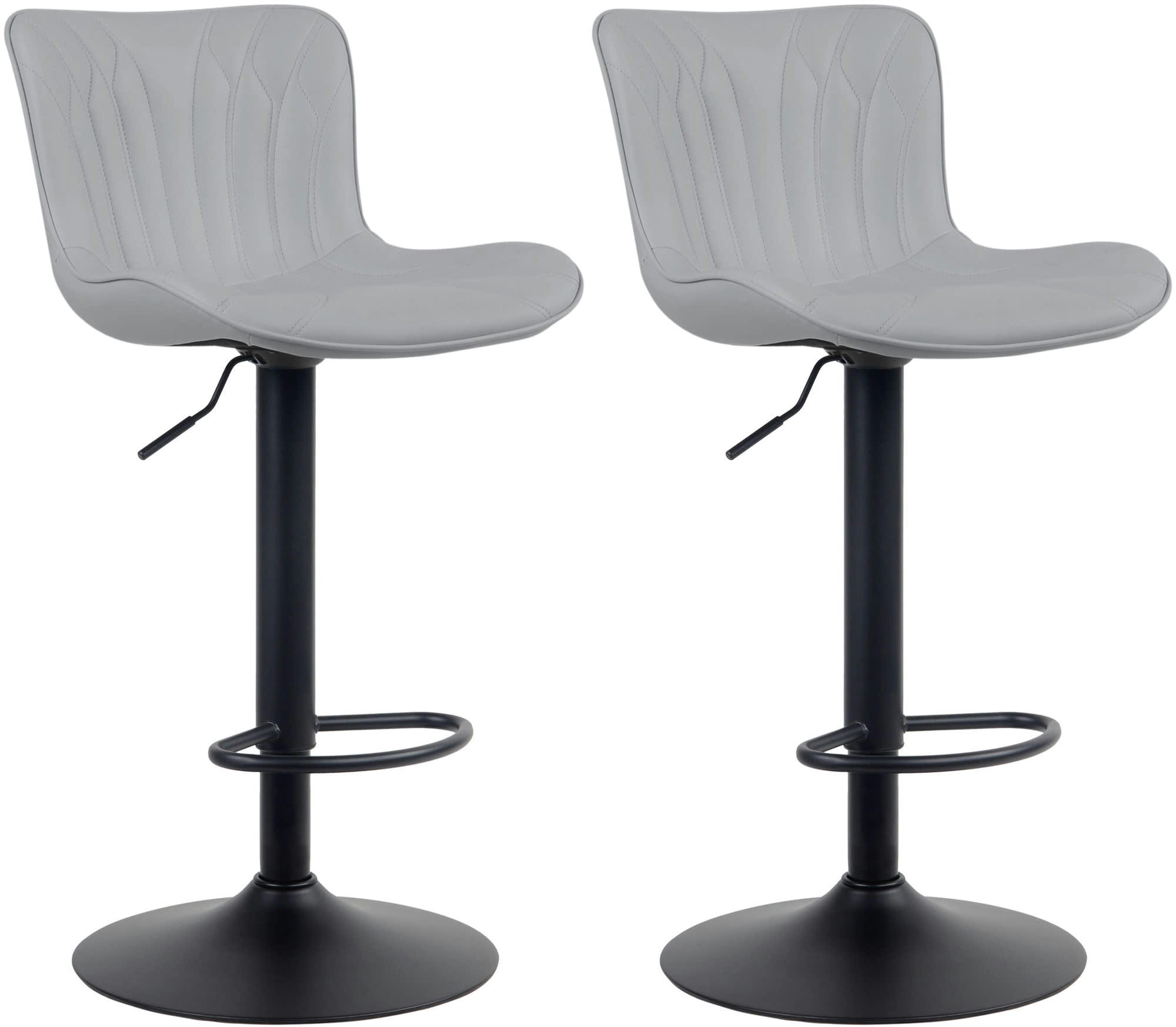 LINUS - Lot de 2 tabourets de bar ajustables en similicuir Gris