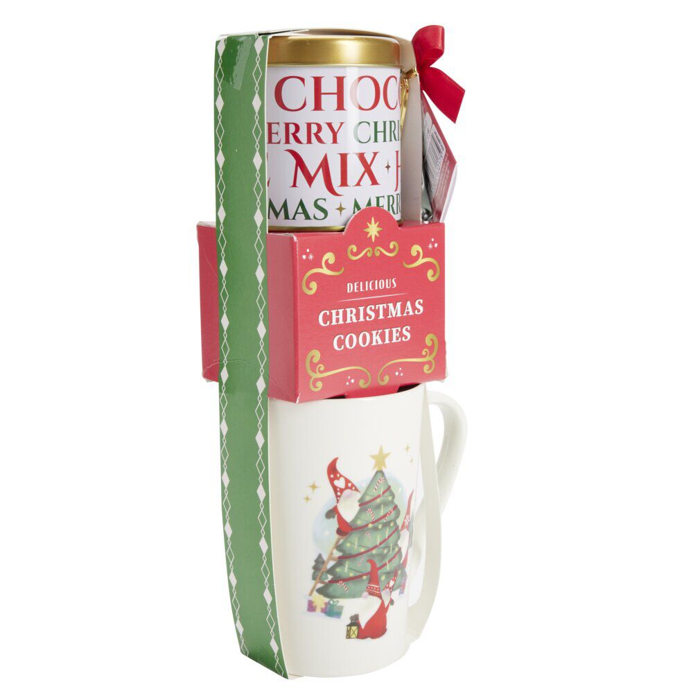 Coffret mug No&euml;l 330ml avec biscuits et boÎte métallique (3 modèles)