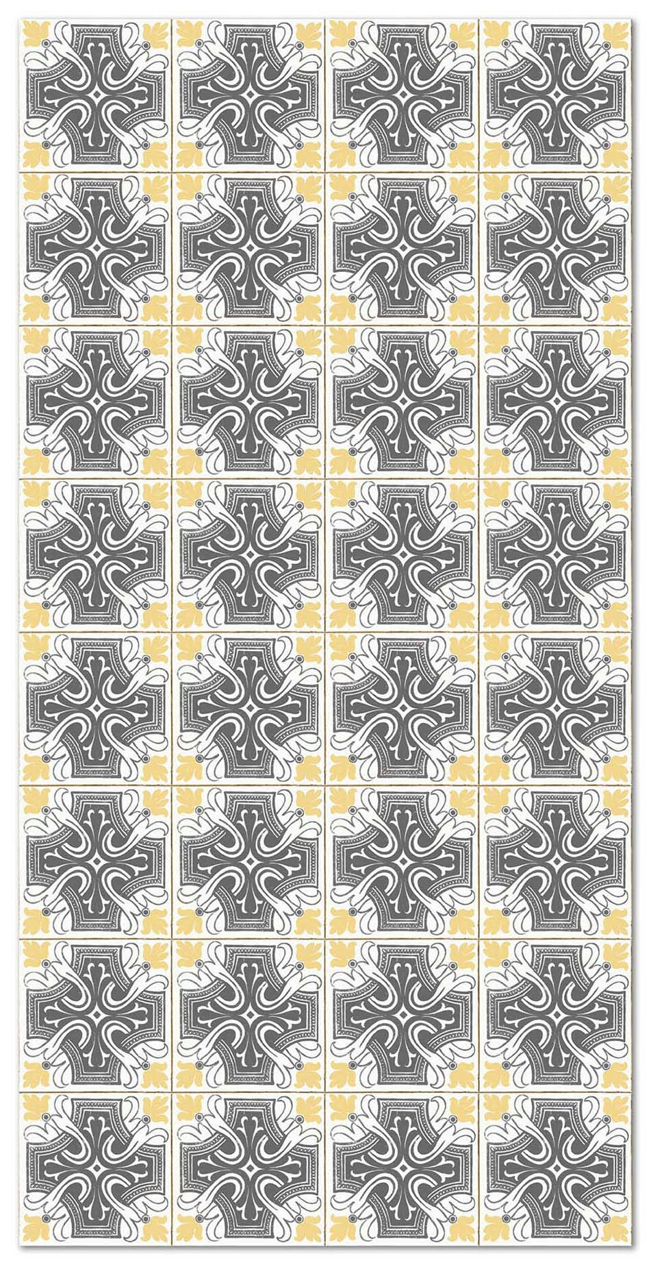 ALFOMBRAS AZULEJOS - Tapis vinyle carreaux ciments salamanque jaune 60x200cm