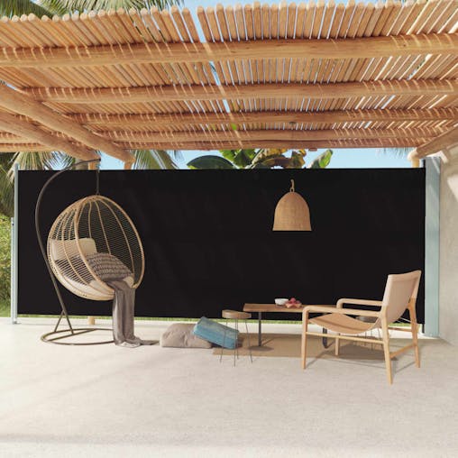 NNEVL Patio Retractable Side Awning 200x600 cm Black