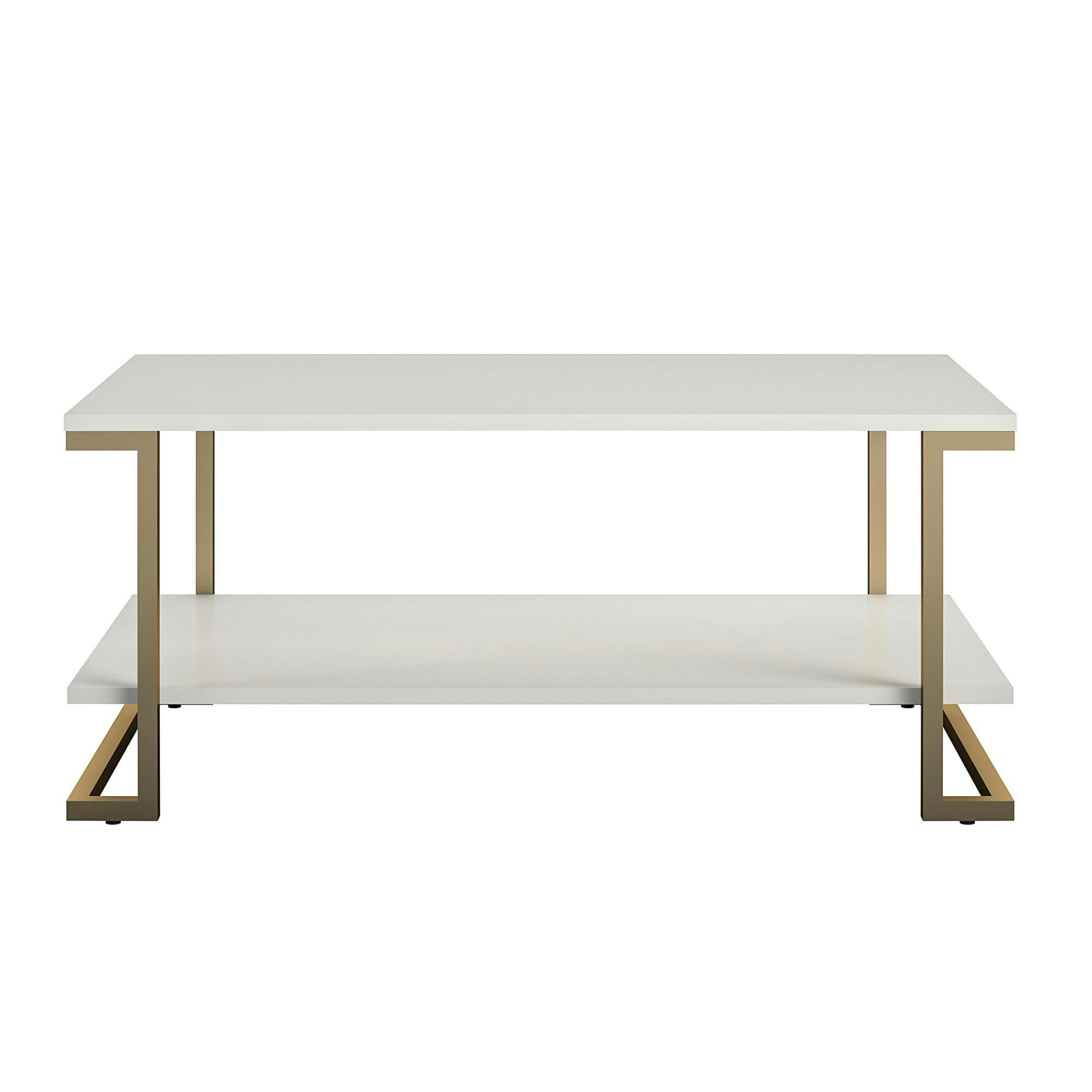 CAMILA - Table basse avec 1 étagère en MDF blanc