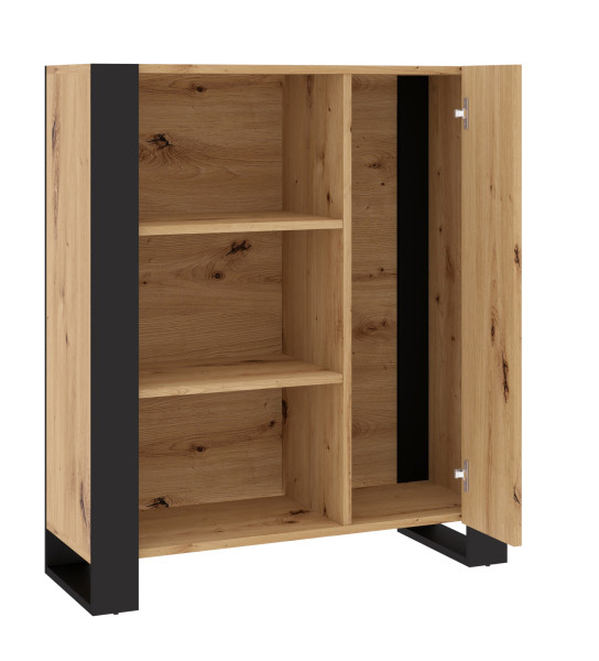 Regał NUKA J 90 cm dąb artisan czarny stojący
