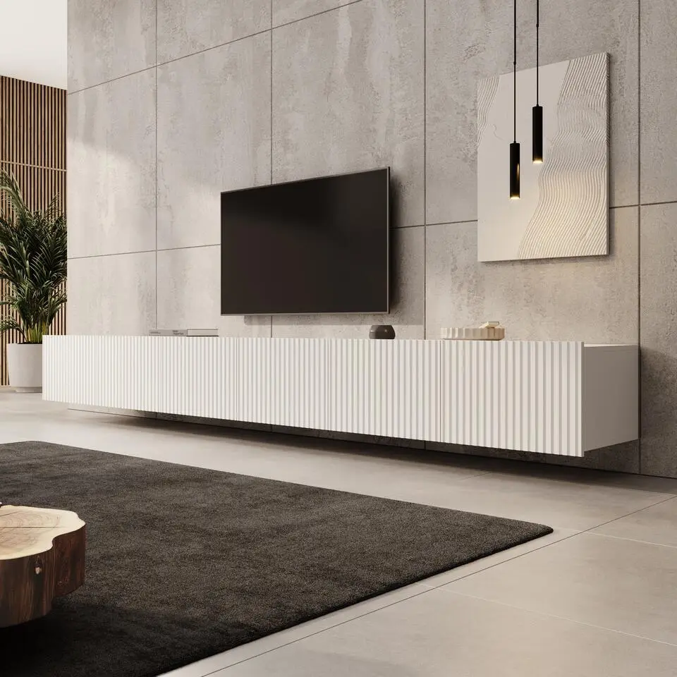 Meubella - TV-Meubel Kenderes - Wit - 300 cm