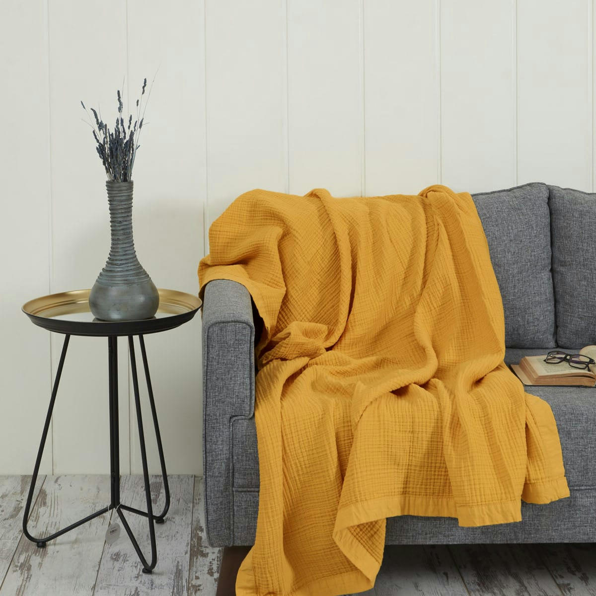 LOFT - Plaid en gaze de coton  miel 130x170 cm