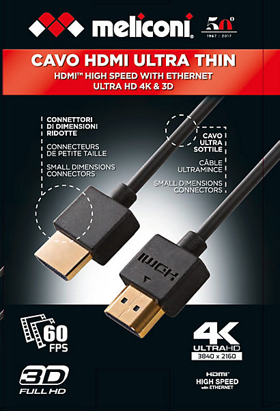 HUT2M - câble HDMIultra HD &ultra fin, 2 mètres