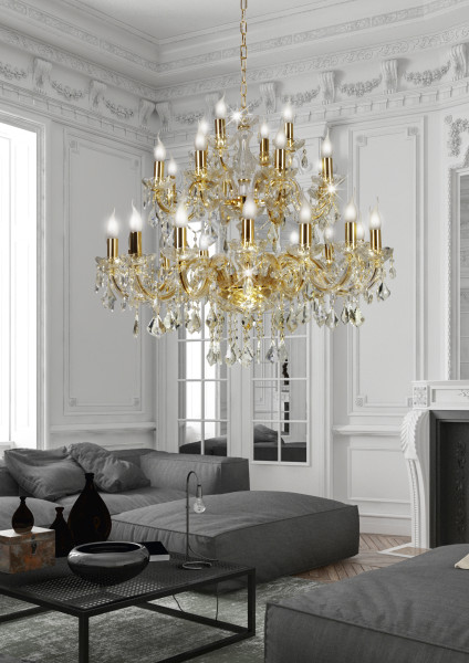 Żyrandol złoty MARIA 28xE14x40W wym:130x88x88 Candellux
