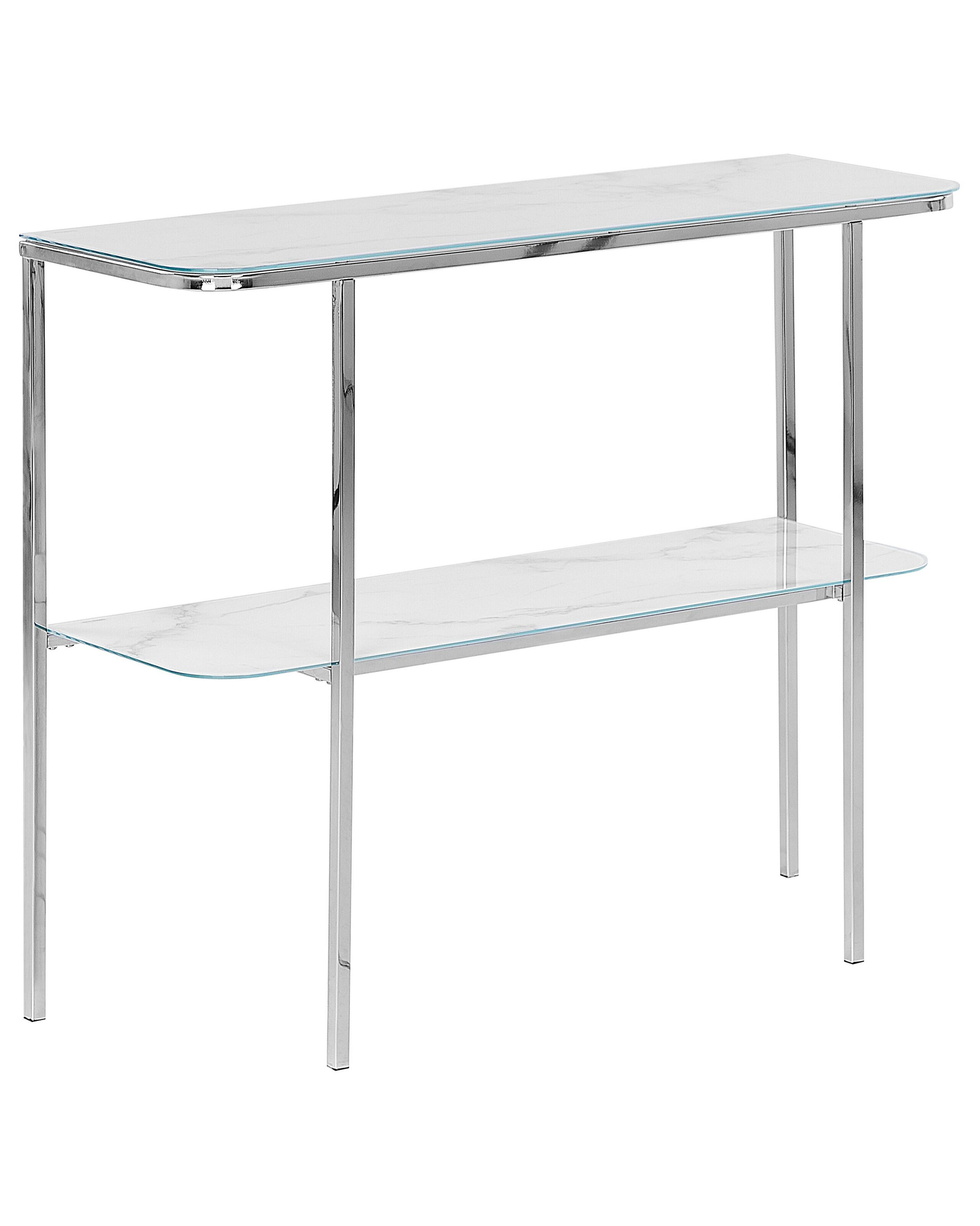 Konsola stolik 100x33cm blat marmur biały srebrny