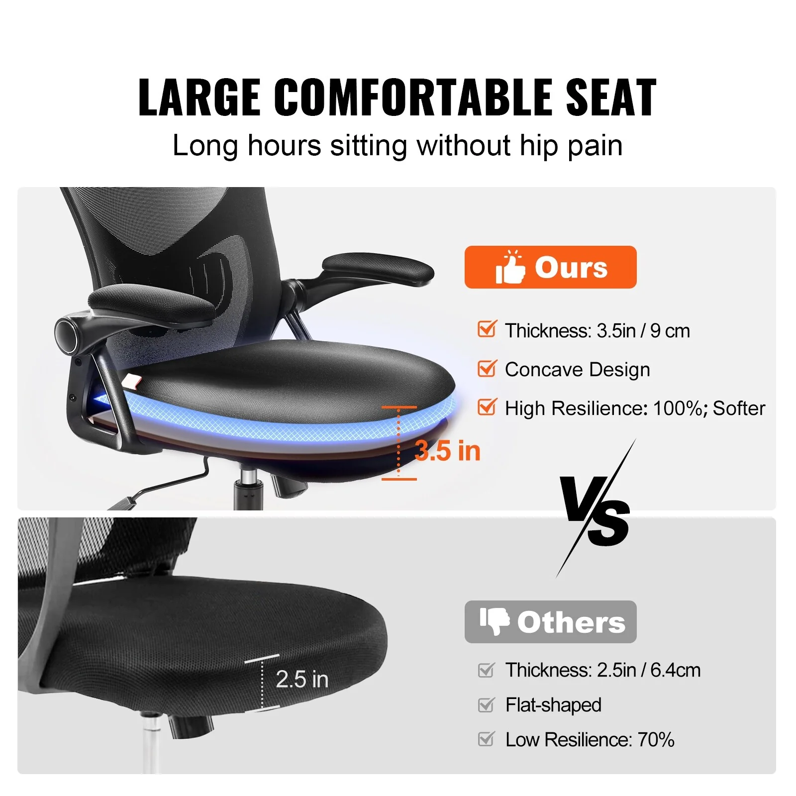 Office Chair with Adjustable Lumbar Support, High Back Ergonomic Desk Chair