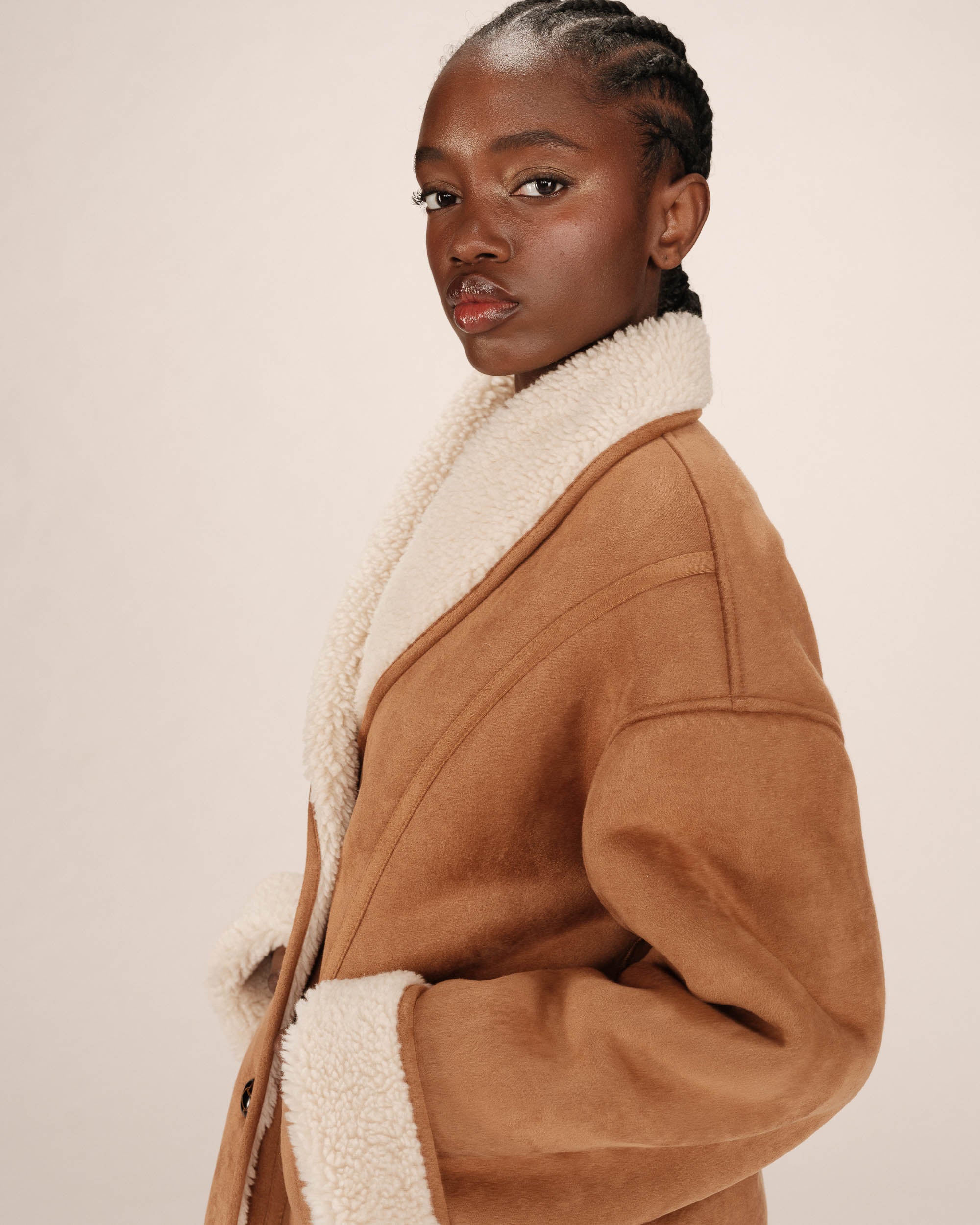 Manteau en suédine camel Swan