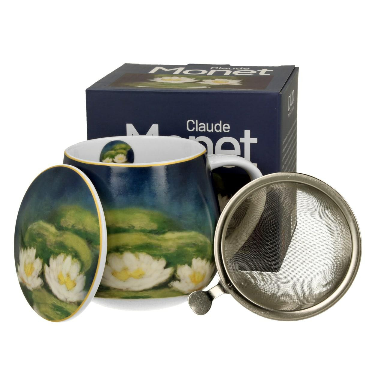 Kubek porcelanowy z zaparzaczem Monet Nenufary 430 ml Klasyczny