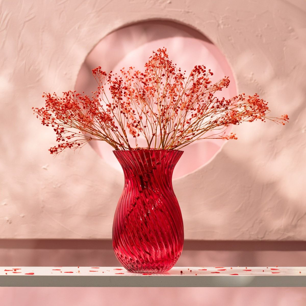 Wazon YUUE szklany czerwony 11,5x20 cm