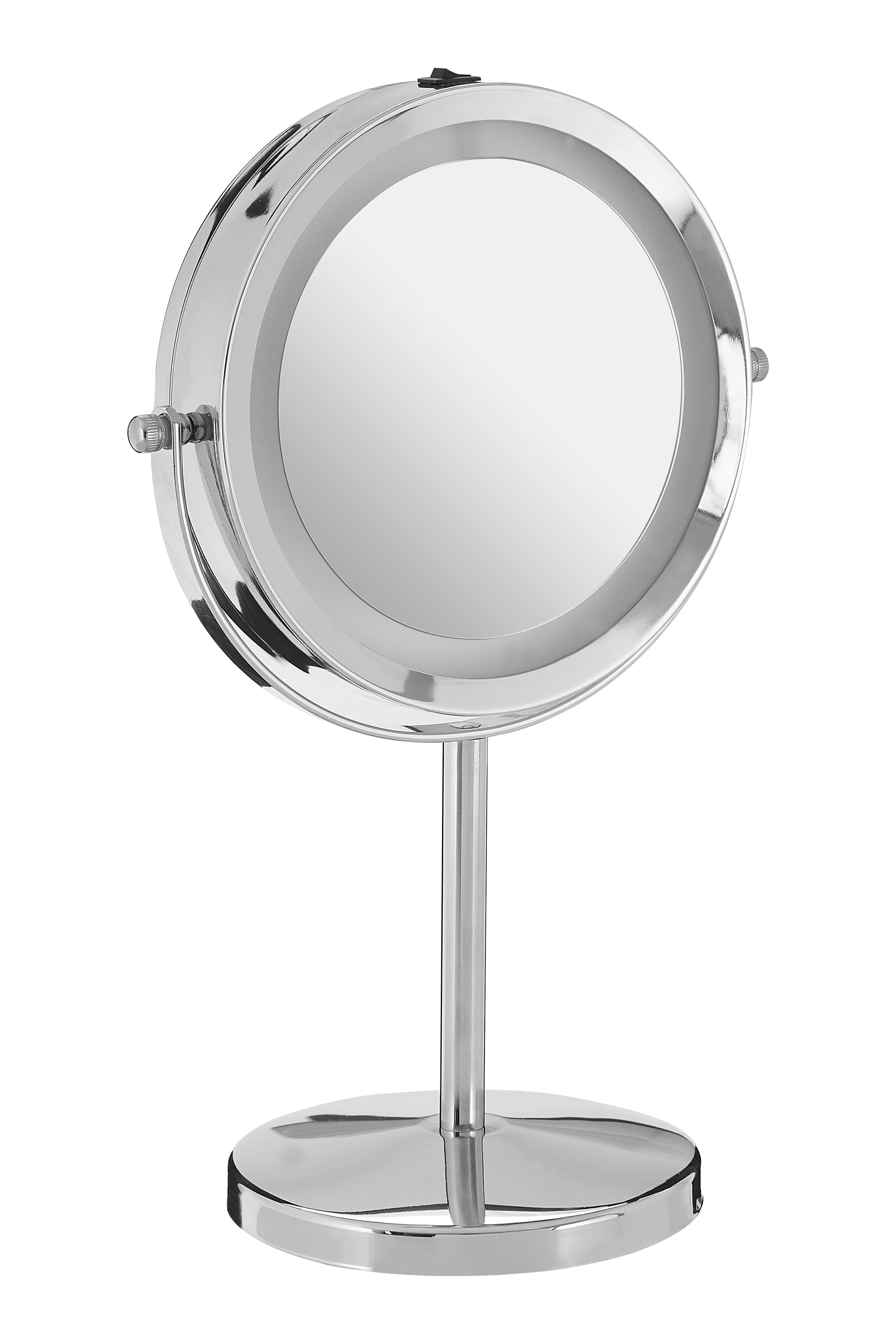 Orsina Stunning LED Backlit Table Mirror With Sling Stand, Chrome Mirror For Shaving, Dressing Table, Vanity Mirror