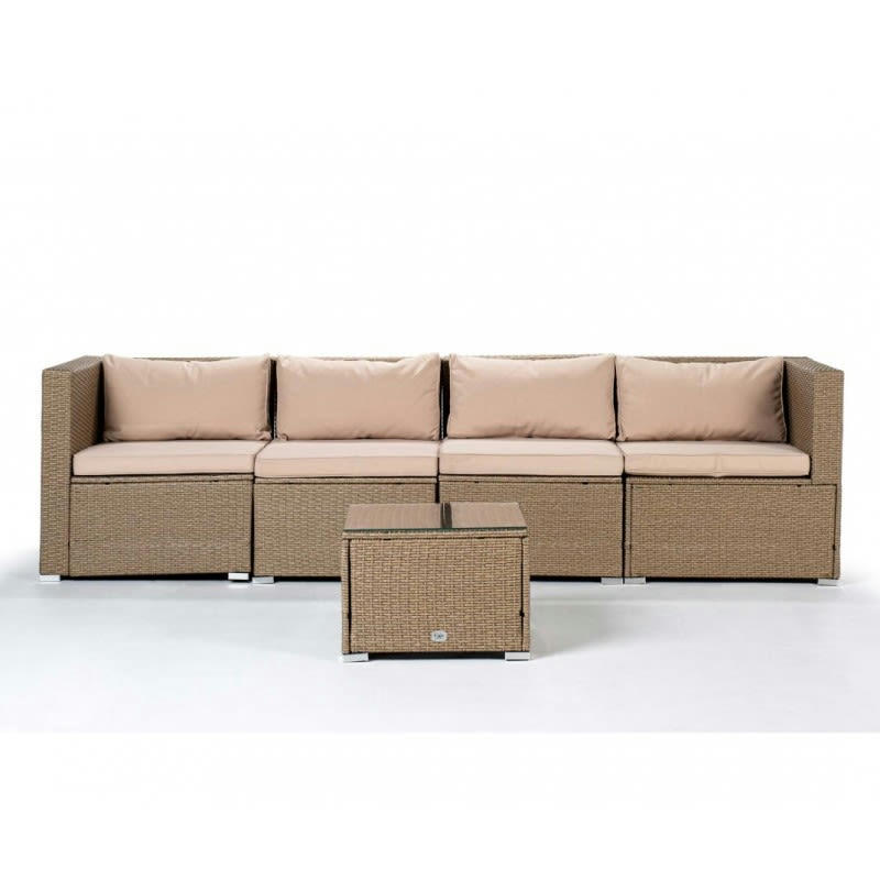 BAHAMAS - Ensemble de canapé de jardin beige 4 places