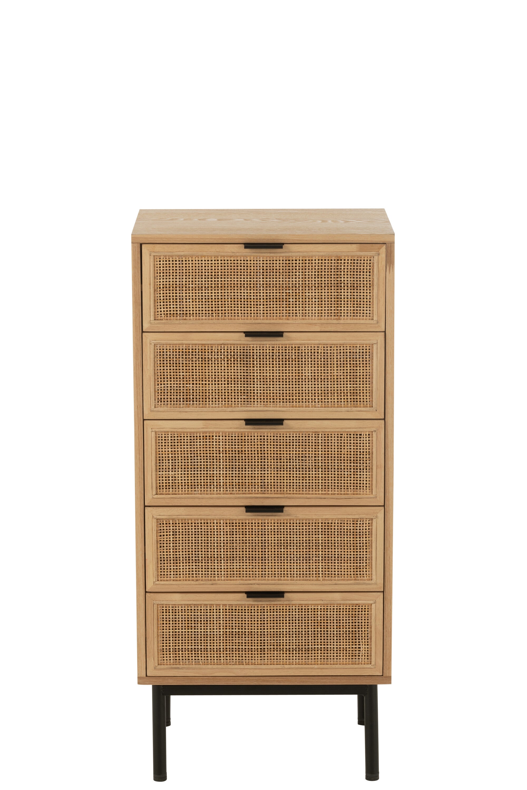 J-Line kast 5 Lades - hout metaal - naturel zwart