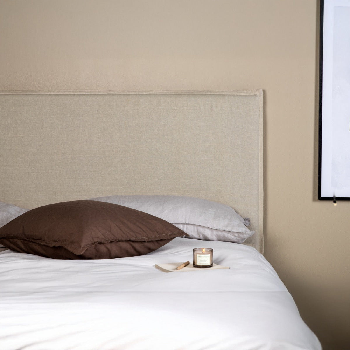 Fjôrd - Hoofdbordhoes Beige Stof - 180x140x10cm - Signe