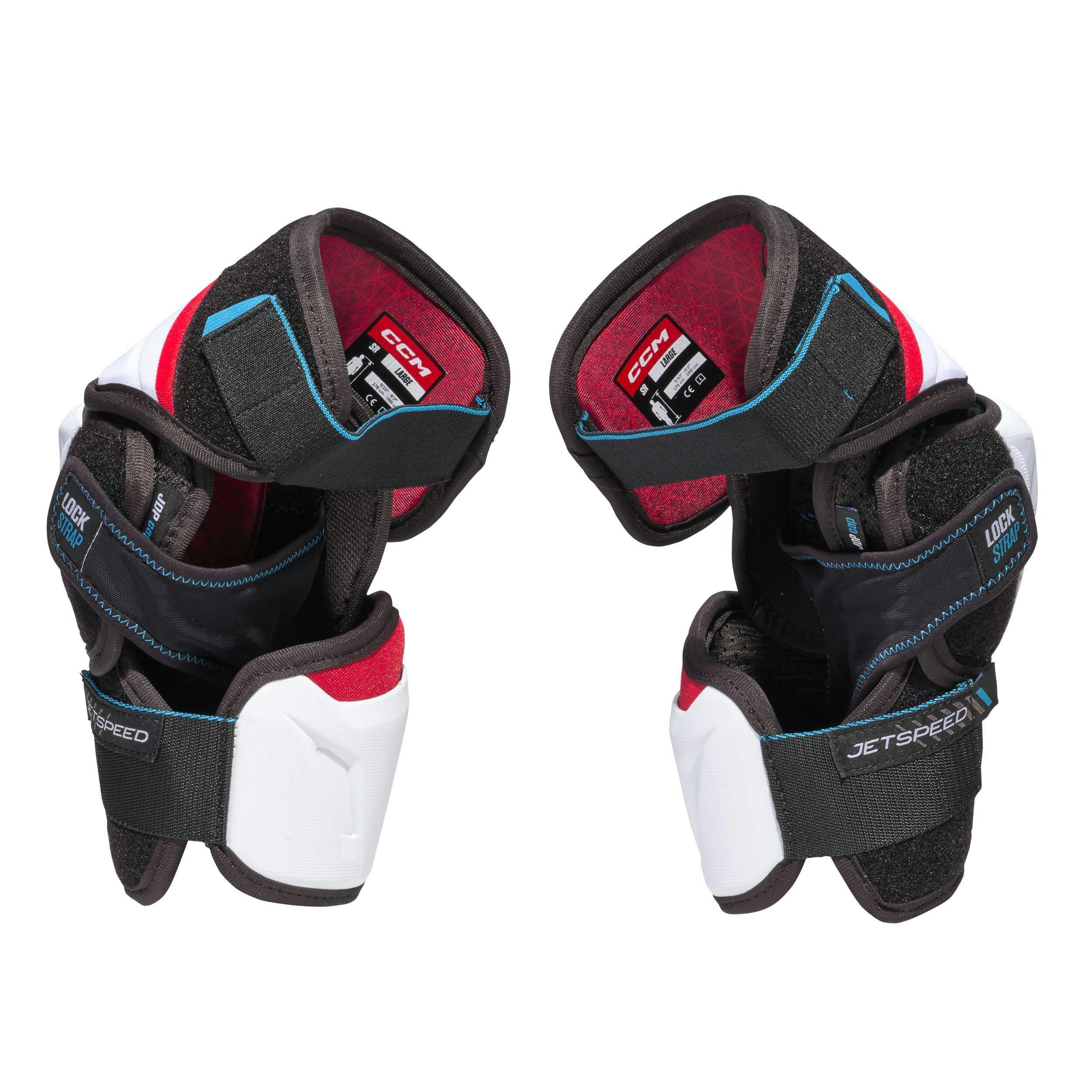 CCM Jetspeed FT6 Hockey Elbow Pads, Junior, Black/White/Red, Assorted Sizes